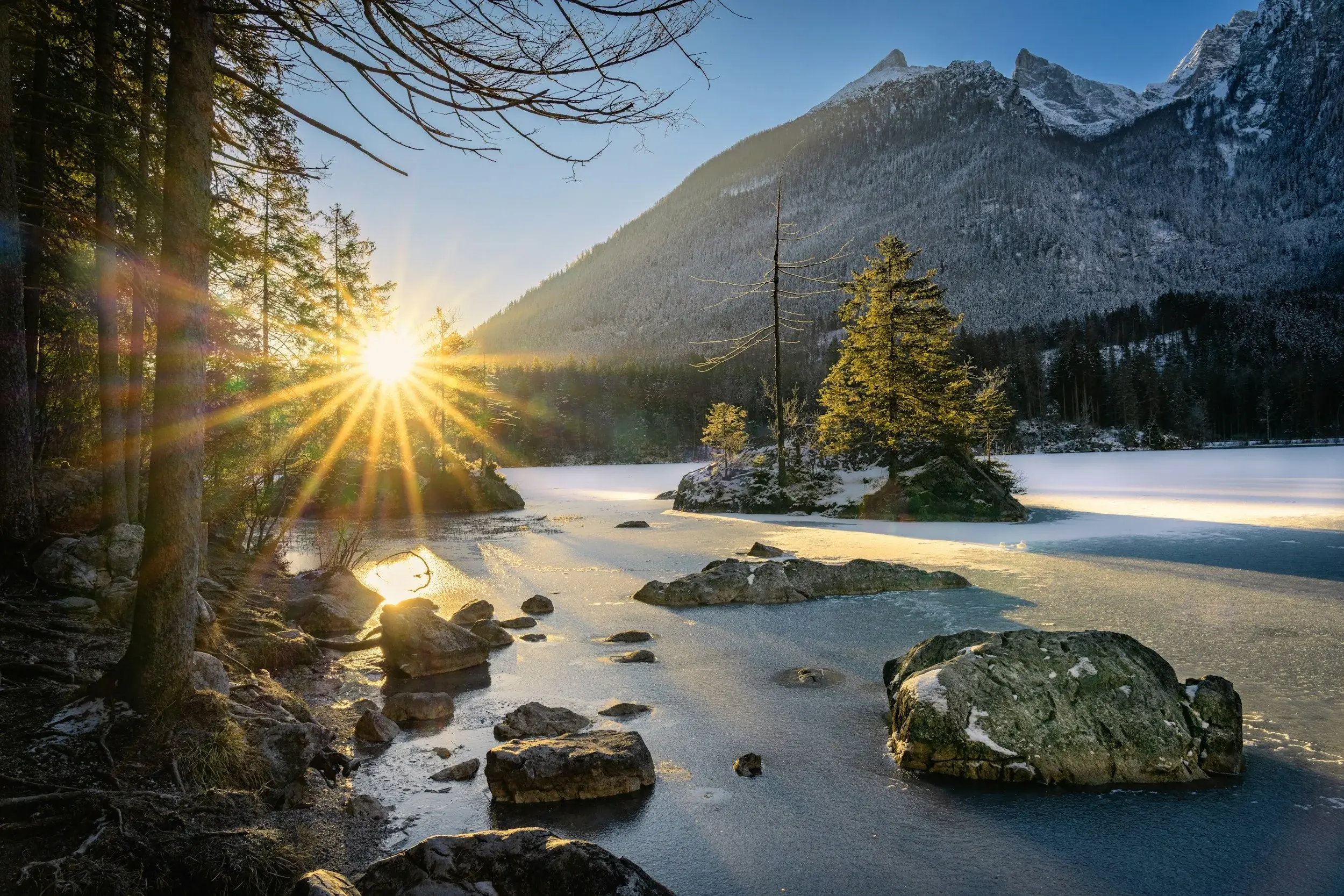 Mountain landscape with soft morning light
